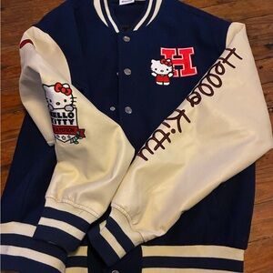 Aeropostale Navy and Cream Varsity Jacket